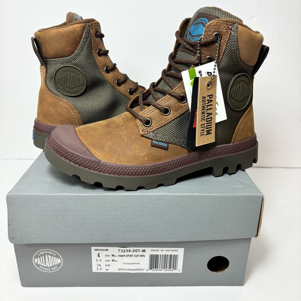 Palladium Pampa Sport Cuff WPN Boots Size 4 Men / 5.5 Women Brindle Brown